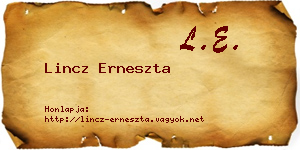 Lincz Erneszta névjegykártya